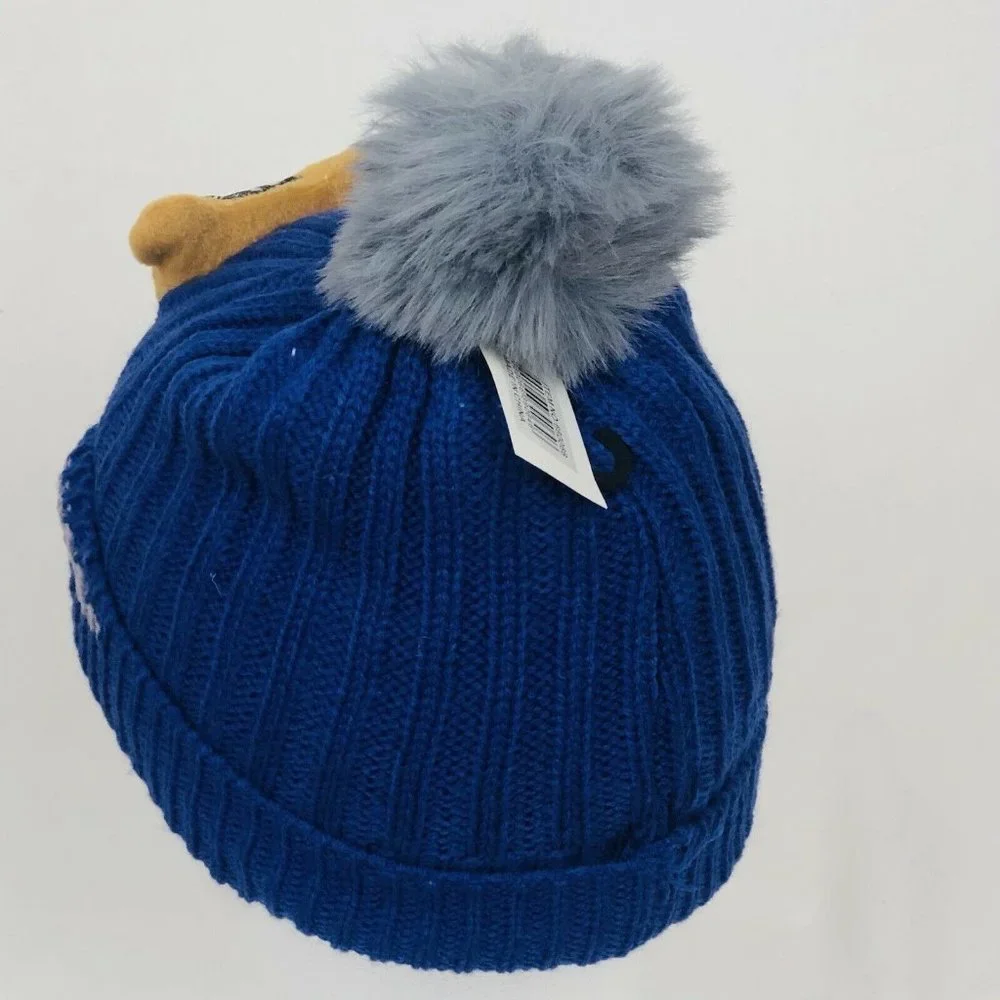 Kids Knit Beanie Pom Fleece Lining Plush‎ On Front-